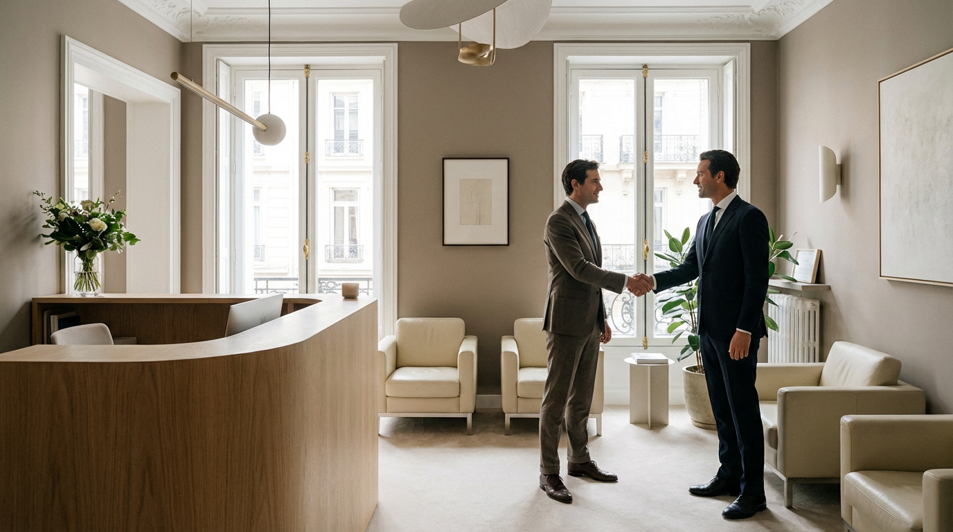 Dirigeant accueilli dans un centre de check-up médical haut de gamme à Paris